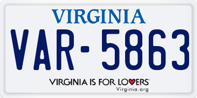 VA license plate VAR5863
