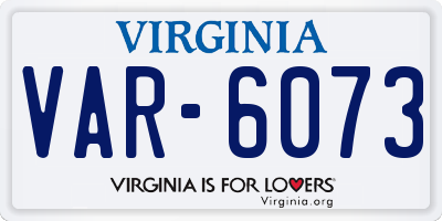 VA license plate VAR6073