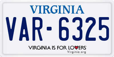 VA license plate VAR6325