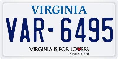 VA license plate VAR6495