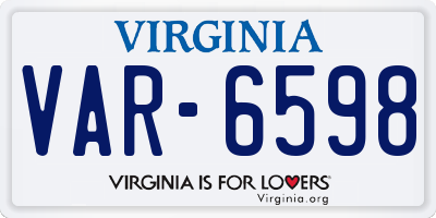 VA license plate VAR6598