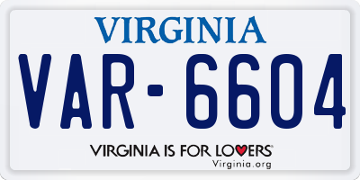 VA license plate VAR6604