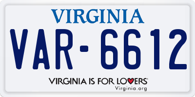 VA license plate VAR6612