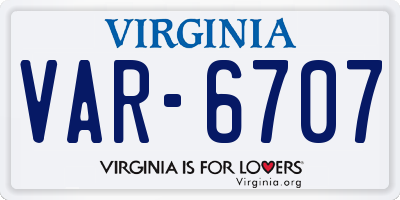 VA license plate VAR6707