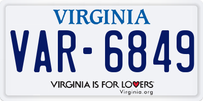 VA license plate VAR6849