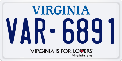 VA license plate VAR6891