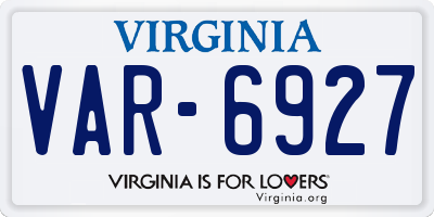 VA license plate VAR6927