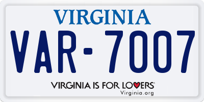 VA license plate VAR7007