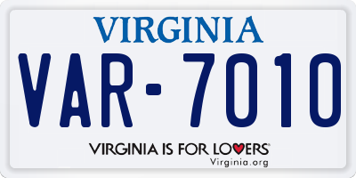 VA license plate VAR7010