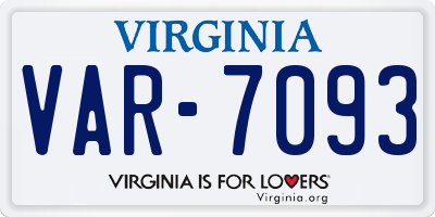 VA license plate VAR7093