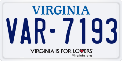 VA license plate VAR7193