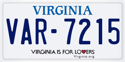 VA license plate VAR7215