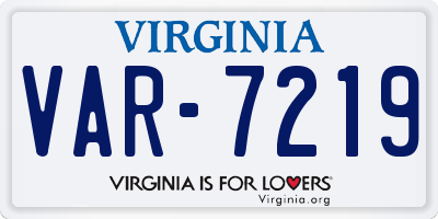 VA license plate VAR7219