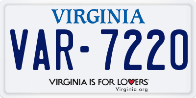 VA license plate VAR7220