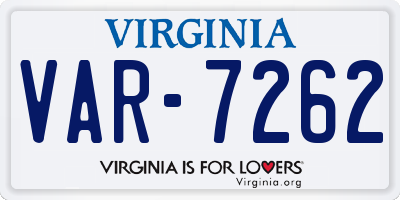 VA license plate VAR7262