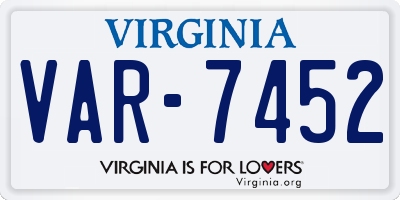 VA license plate VAR7452