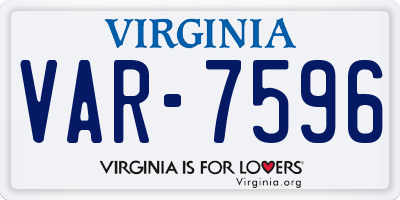 VA license plate VAR7596