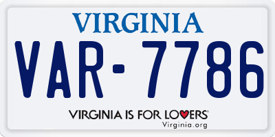 VA license plate VAR7786