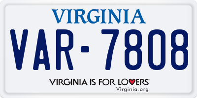 VA license plate VAR7808