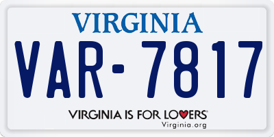 VA license plate VAR7817