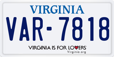 VA license plate VAR7818