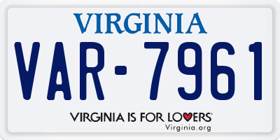 VA license plate VAR7961
