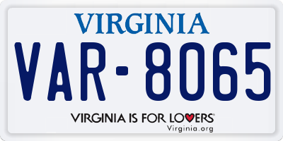 VA license plate VAR8065