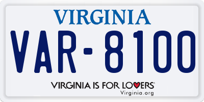 VA license plate VAR8100