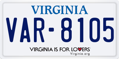 VA license plate VAR8105