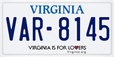 VA license plate VAR8145