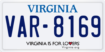 VA license plate VAR8169