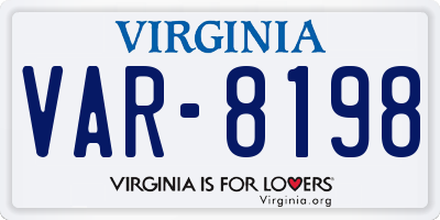 VA license plate VAR8198