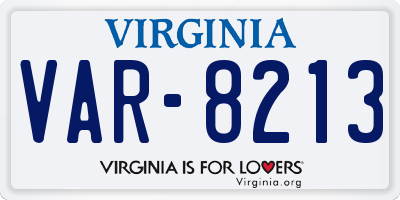 VA license plate VAR8213