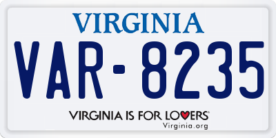 VA license plate VAR8235