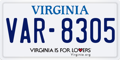 VA license plate VAR8305