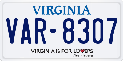 VA license plate VAR8307