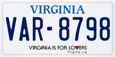 VA license plate VAR8798