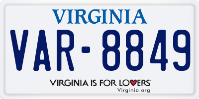 VA license plate VAR8849