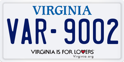 VA license plate VAR9002