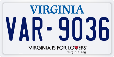 VA license plate VAR9036