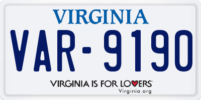 VA license plate VAR9190