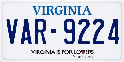 VA license plate VAR9224