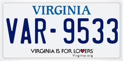 VA license plate VAR9533