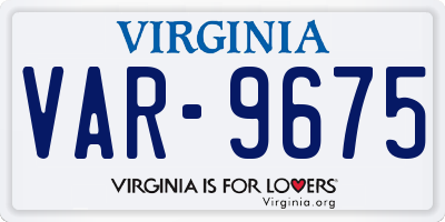 VA license plate VAR9675