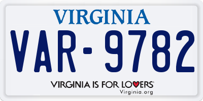 VA license plate VAR9782