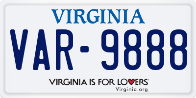 VA license plate VAR9888