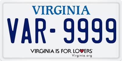 VA license plate VAR9999