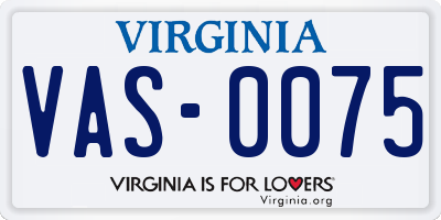 VA license plate VAS0075
