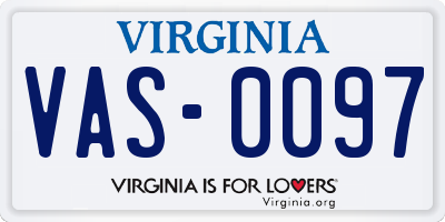 VA license plate VAS0097