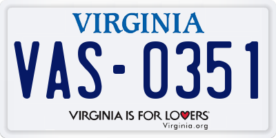 VA license plate VAS0351